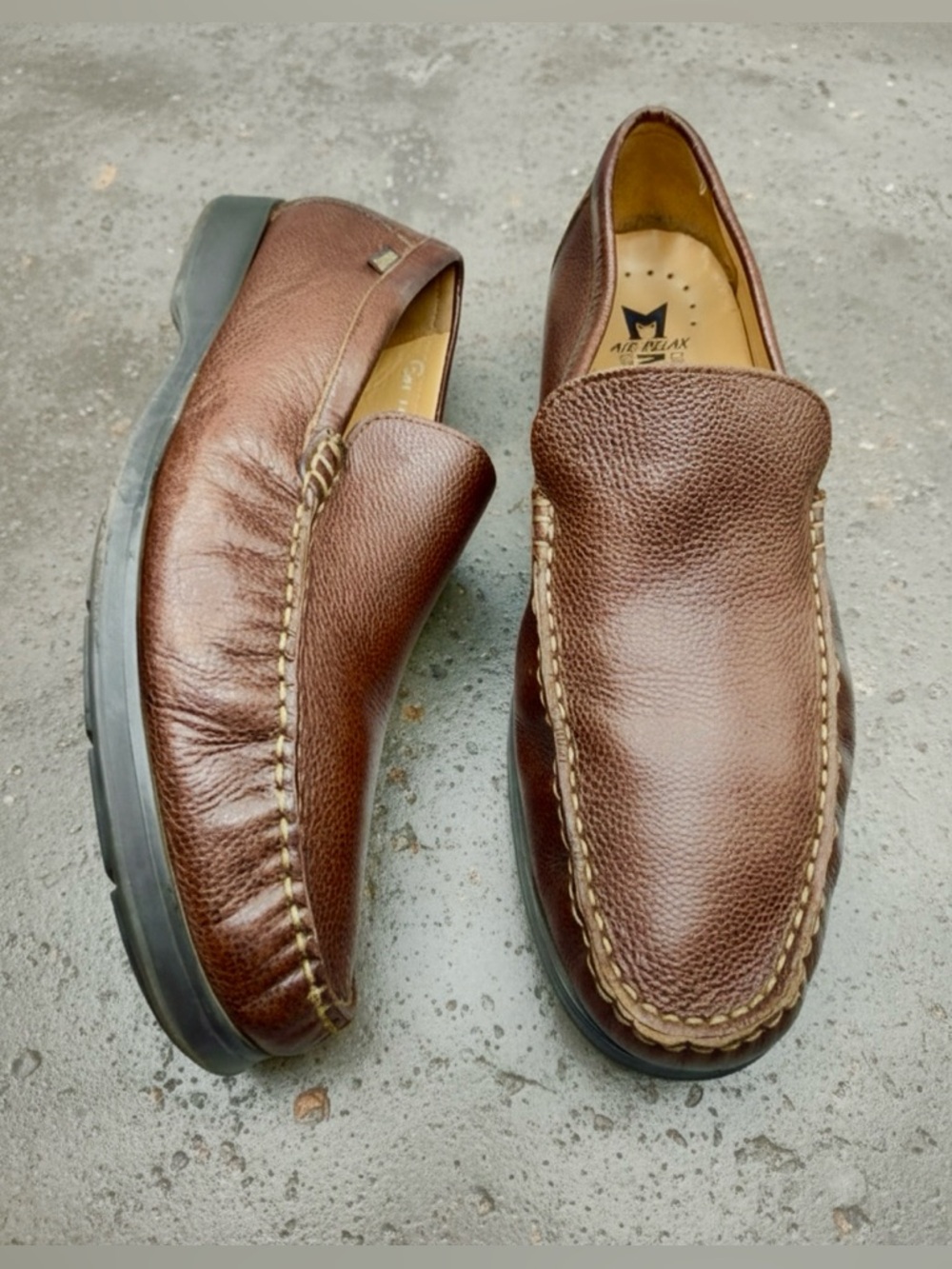 Mephisto Henri Chestnut Brown Pebbled Leather Slip-On Loafers Size 11.5